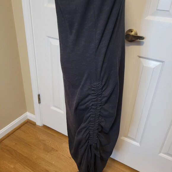 Toad&Co Black Muse Ruched Side Pocket Midi Dress | Size Large - Picture 3 of 6
